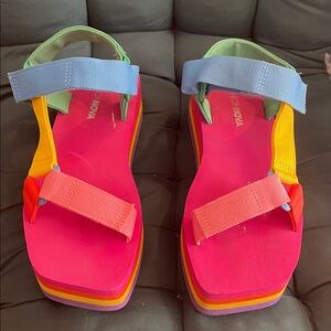 Fashion Nova Multicolor Platform Sandals